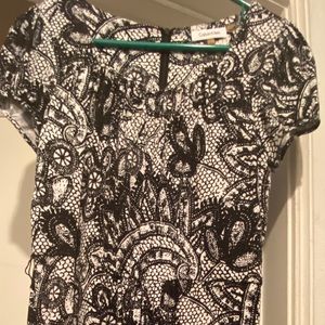 Calvin Klein black and white pattern dress